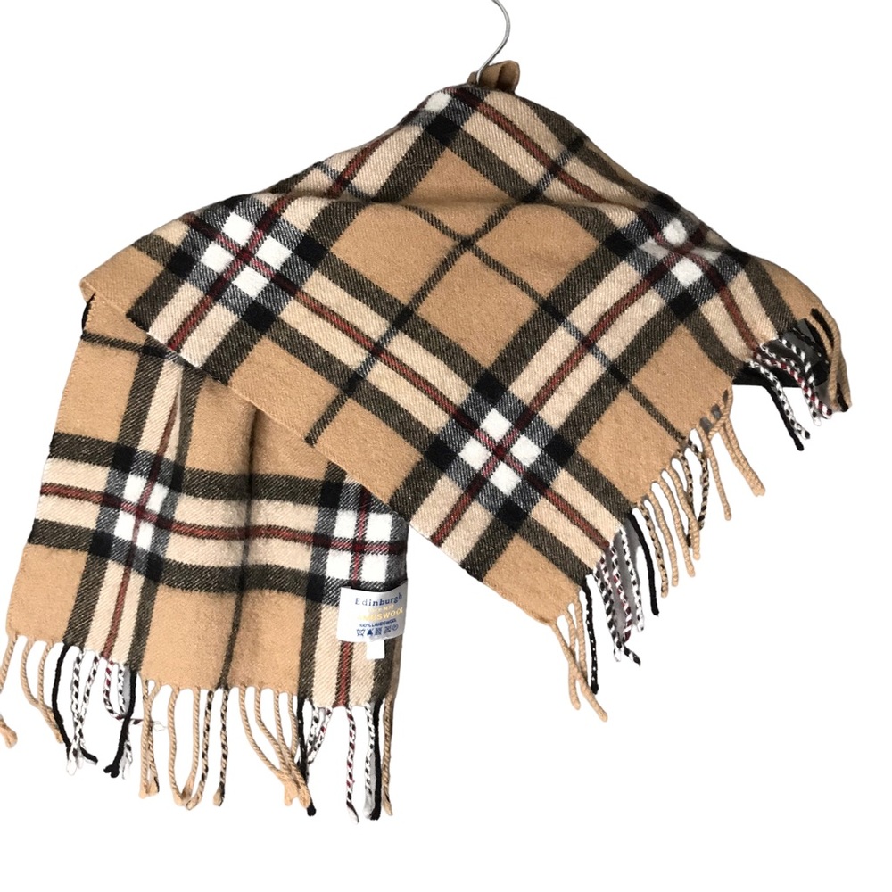 100% Edinburgh Lambswool Plaid Scarf Tartan Wrap Made in Scotland Knit